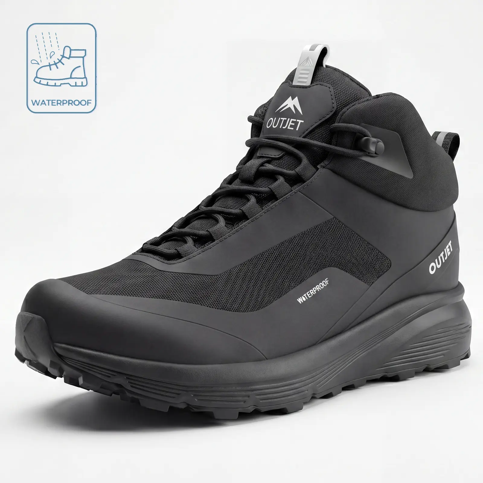 OUTJET Men's Non-Steel Waterproof Tactical Work & Safety Footwear - Durable Rubber Sole, Lightweight, Comfortable - Ideal for Hiking, Outdoor Trekking, Hiking Footwear