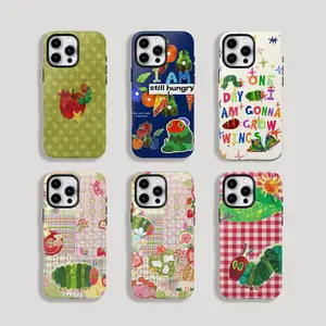Hungry Caterpillar Phone Case Set, apple butterfly strawberry leaf plaid “I AM still hungry” “GROW WINGS” Eric Carle collage vibes, baddie aesthetic gift play now, iPhone 17 16 15 14 13 12 Pro Max Plus X, Samsung Galaxy S25 S24 S23 S22 S21 Ultra