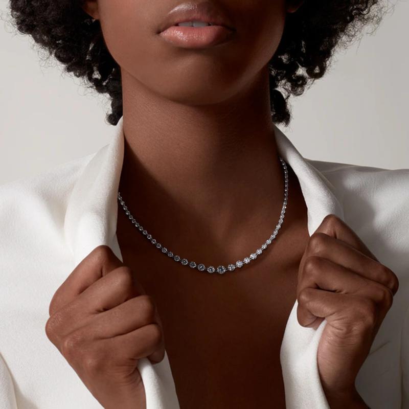 Turandoss Handcrafted Tennis Necklace in 14K Gold Plating | Graduated CZ Stones, Adjustable – Valentine’s Gift