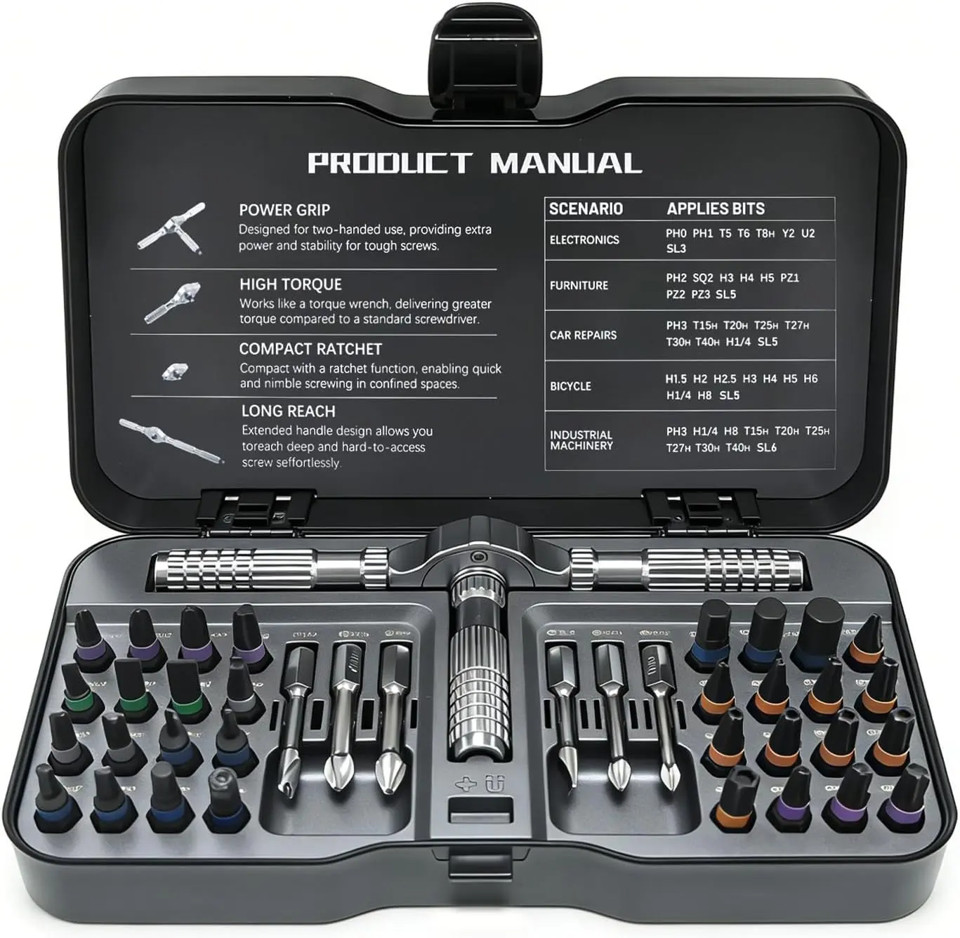 40-in-1 Precision Magnetic Ratchet Screwdriver Set with Case, Multi-Bit Screwdriver Kit with Torx & Hex Bits for Electronics Repair, Furniture Assembly & Home DIY (40PCS)