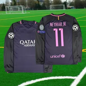 1617  Away Long Sleeve Blue Pink Neymar Jr. No. 11 Short Sleeve Top Soccer Jersey