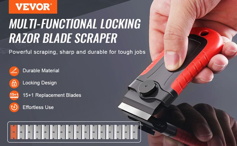 VEVOR Razor Blade Scraper Locking Scraper Tool 15 Extra Blades with Security Cap