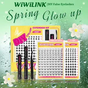 WiWiLink Short Manga Lashes, California Sunset Short, Freya Short | Cluster C/D Curl  Extension Kit | 8-14mm Lash Clusters with Bond, Seal, Remover - Ultra-Thin Transparent Bands |  Magic Anime False Eyelash Extension Kit dealsforyoudays
