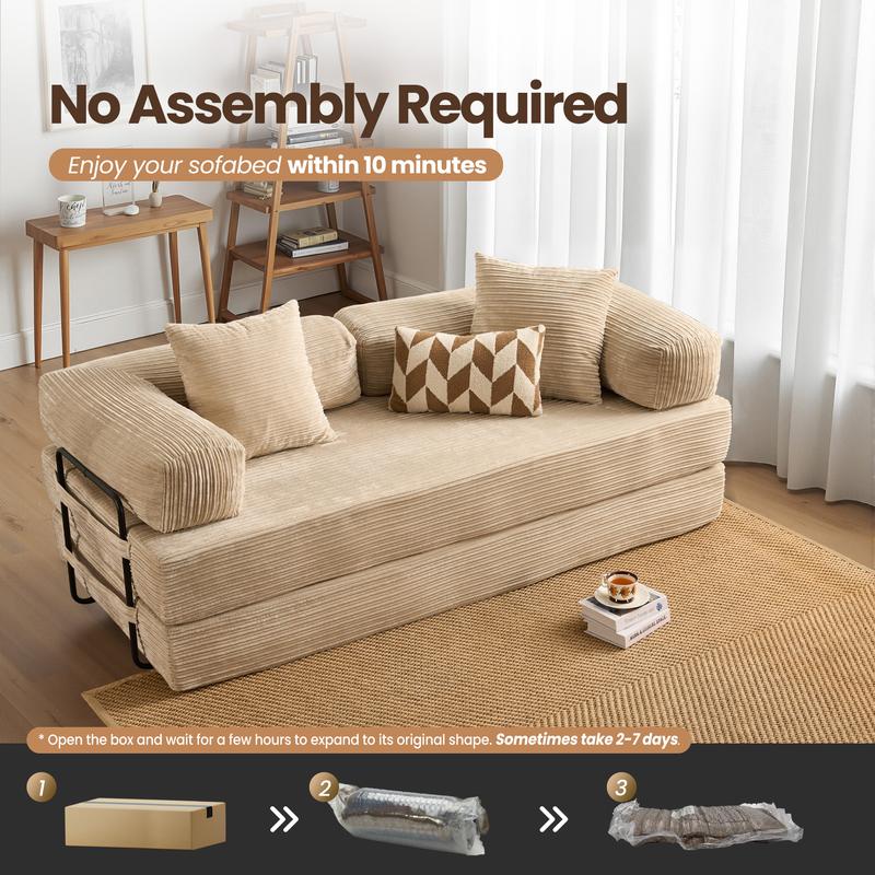 【Jumpstart Sale】Ovios 81" Convertible Boneless Sofa Bed, Fold Out Loveseat Sleeper Couch with Pillow, 4 in 1 Modular Cloud Corduroy Folding Queen Bed Floor Mattress, Lazy Chair for Living Room Bedroom 【Jumpstart Sale】Ovios 81" Convertible Boneless Sofa Bed, Fold Out Loveseat Sleeper Couch with Pillow, 4 in 1 Modular Cloud Corduroy Folding Queen Bed Floor Mattress, Lazy Chair for Living Room Bedroom
