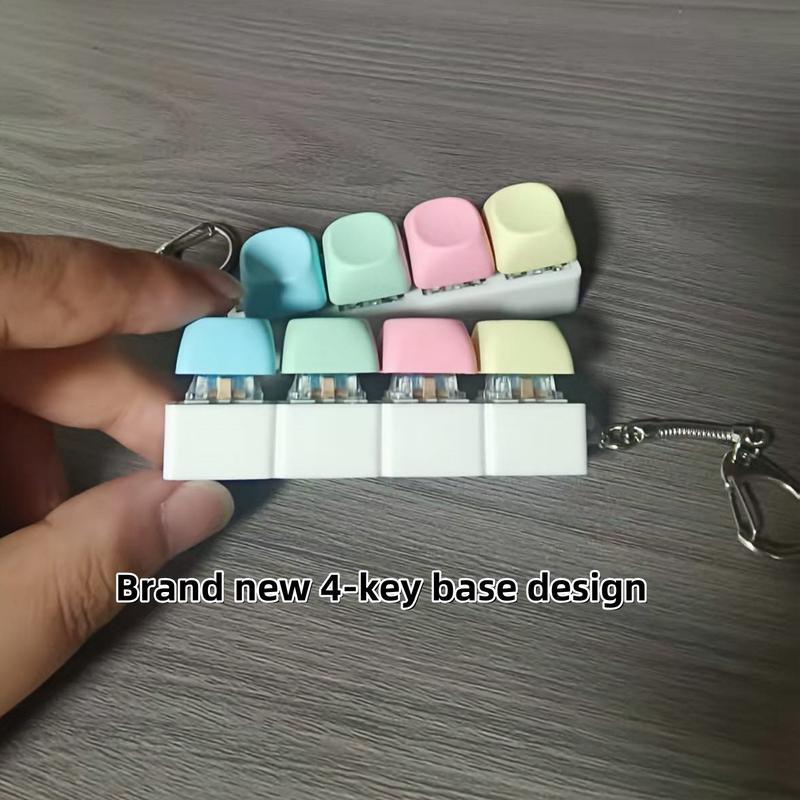 Keyboard-Style Fidget Toy Keychain-Portable Durable Backpack Accessory for Adults with 4 & 9 Key Design and Button Fidget Mindful Fidgeting Aid，Everyday Gift.  Hand Feel. Keystroke Response. Relaxation. Tactile Feedback.  Soft Desk Decor .Crisp Silicone
