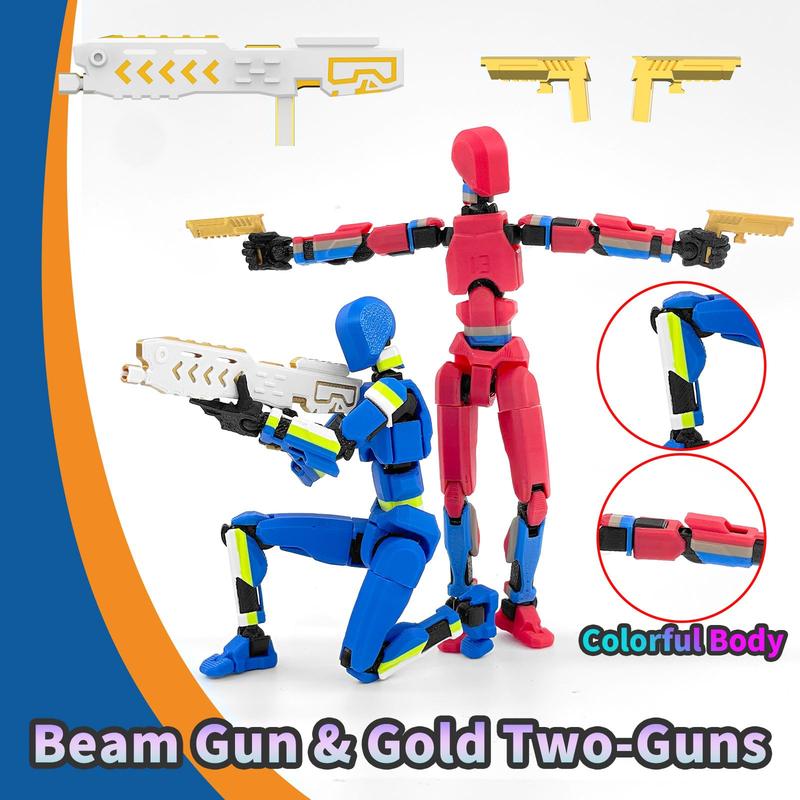 Premium T13 5-Pack Action Figures Pre-Assembled 3D Printed Multi-Colored Robots (Titan/Nova/Lucky/Dummy 13) with Laser Saber | Figura de Acción