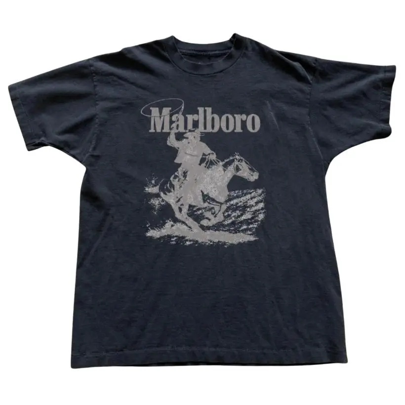 Unisex Gildan Men's and Women's T-shirt, Red Marlboro cowboy graphic T-shirt,  T-shirt, Gift T-shirt, Y2k  Graphic Tees Gothic Grunge Emo Scene Amity Affliction Style Clothes Menswear Womenswear Streetwear