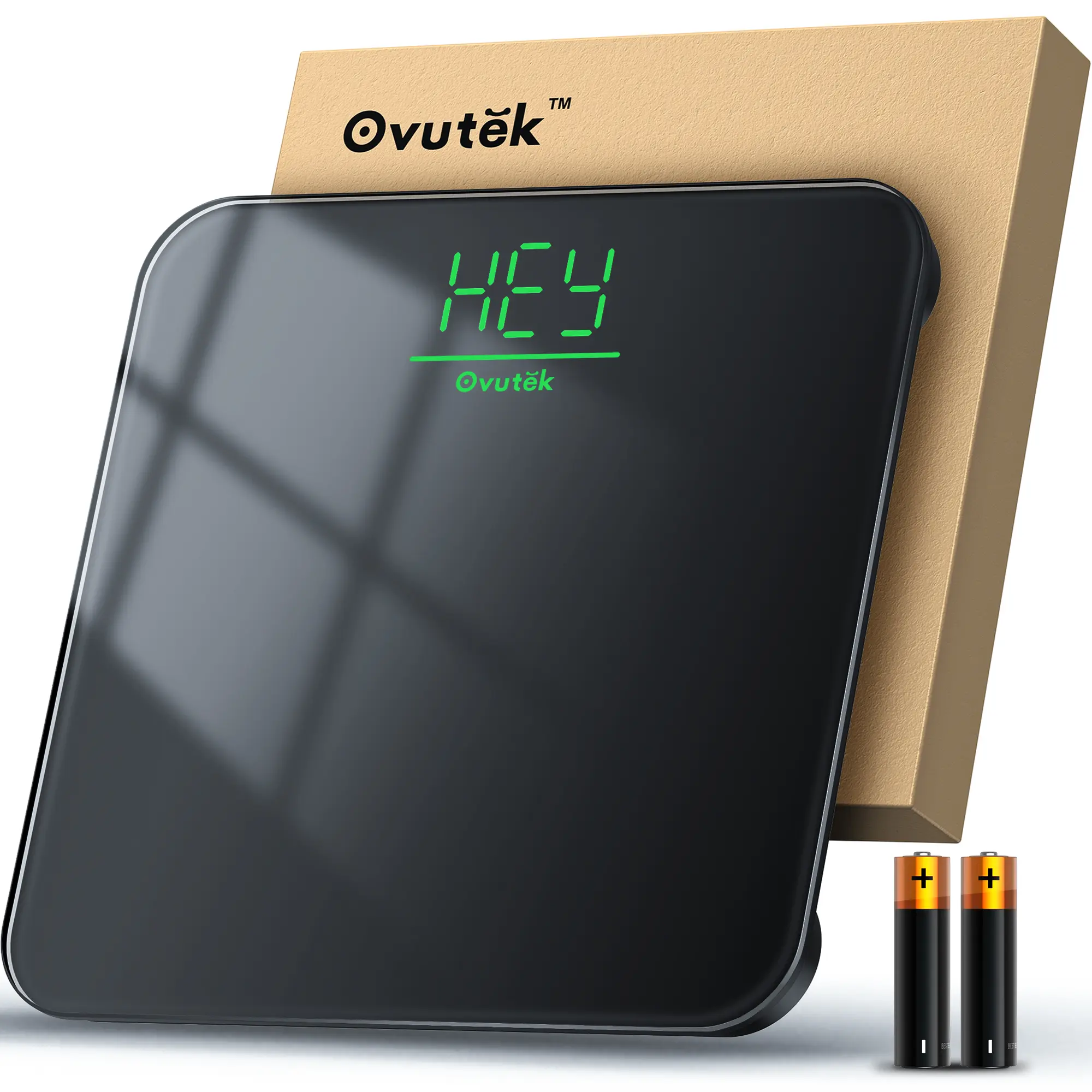 OVUTEK Bathroom Scale for Body Weight, Highly Accurate Digital Weighing Machine for People, Upgraded Batteries Included, Compact Size, LED Display, Physician Scale with Sturdy Tempered Glass, 400lb,back to school