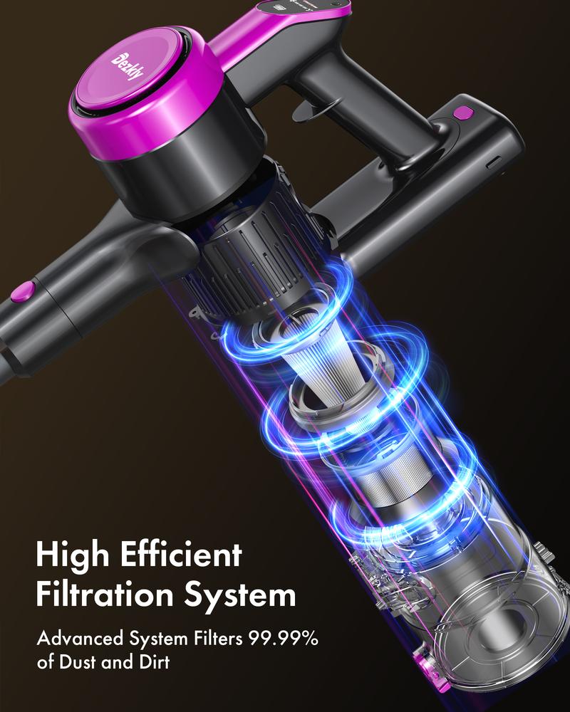 Homeika Cordless Vacuum Cleaner-H318, 300W 23KPa Lightweight Stick Vacuum with 48mins Runtime Battery, 3 Suction, LED Display, Powerful Vacuum Cleaner with Sofa Brush for Hard Floor/Carpet/Pet Hair/Car