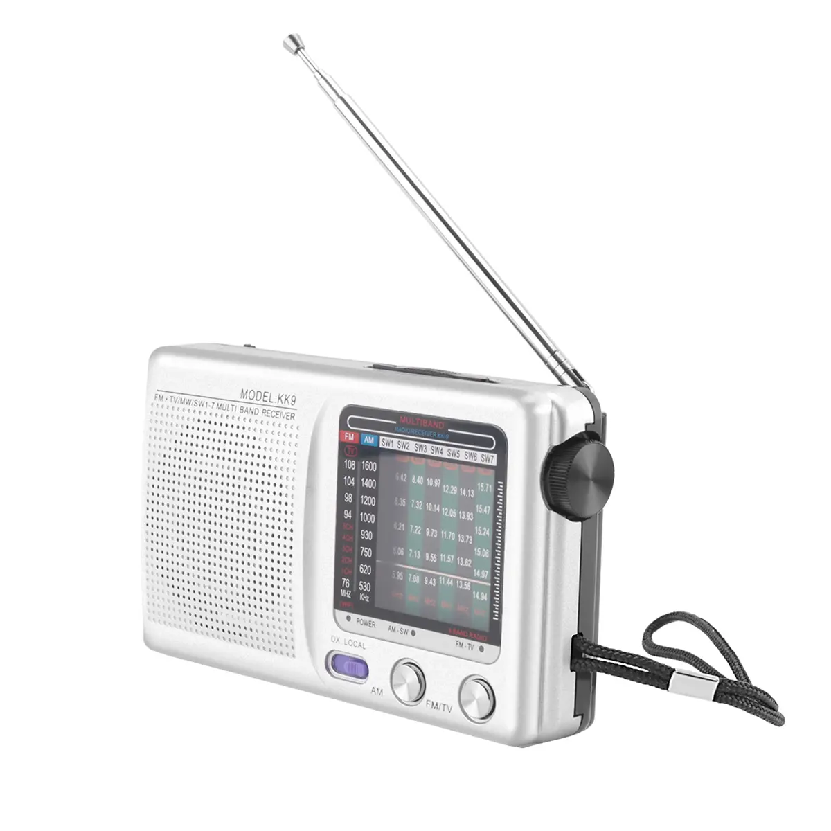 Handheld ABS Portable Radio - Silver Multi-Band AM/FM/SW Receiver with Built-in Speaker and Headphone Jack for Emergencies, Batteries, Indoor, 130 X 78 X 29Mm, 1.5V, Emergency Use, 800 Hours, 1 X Radio