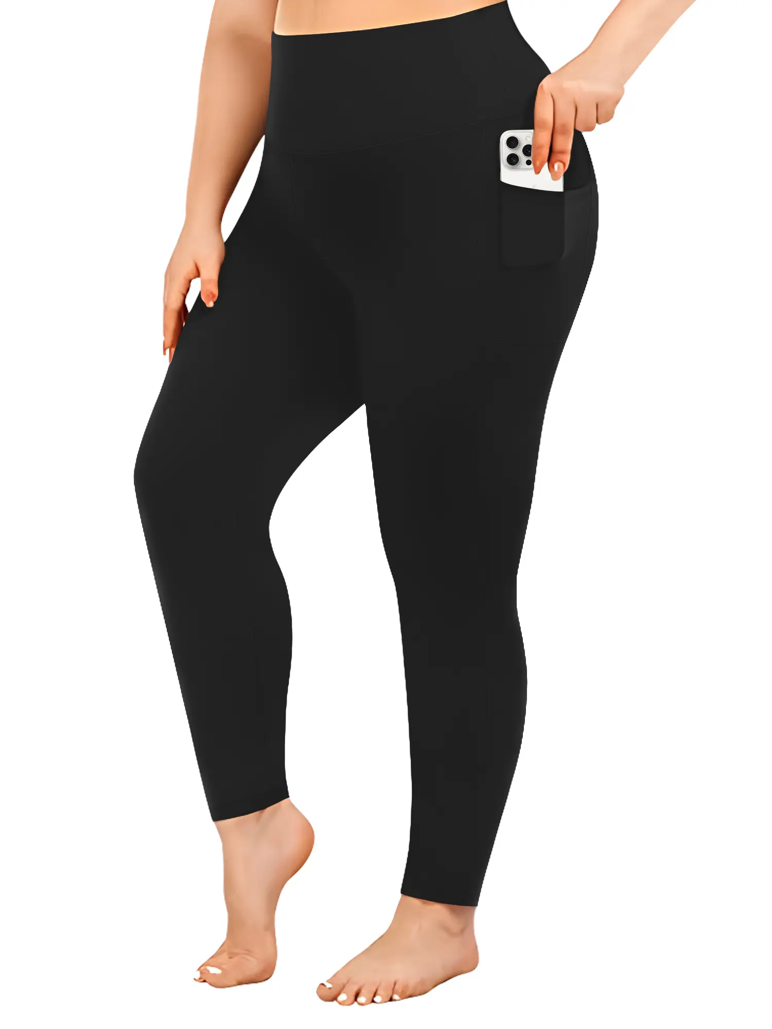 Women's High-Waisted Tummy Control Leggings - Soft, Stretchy Full-Length Workout Pants with Pockets for Plus Size Yoga Enthusiasts, Leggings Women