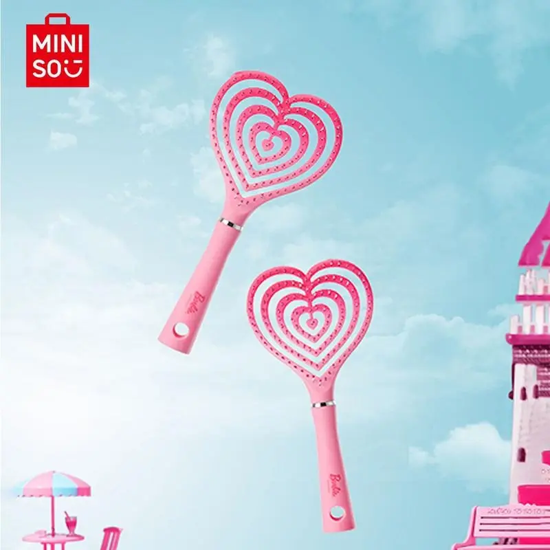 Barbie Heart-Shaped Detangling Hair Brush for Women - Curved Vented Design for Faster Blow-Drying & Styling - Suitable for Long, Short, Thin Hair - Back to School Essential