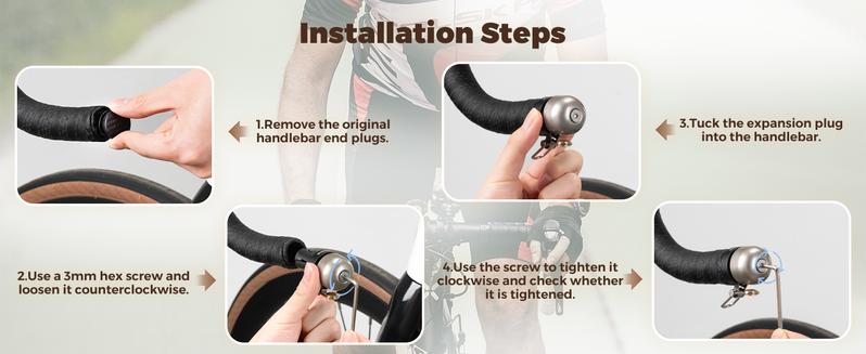 ROCKBROS Bike Bell Copper Alloy Bicycle Bell Road Bike Bells for Adults with 100dB Lound Sound and Fit for 0.87in/22.2 mm Bicycle End Plug