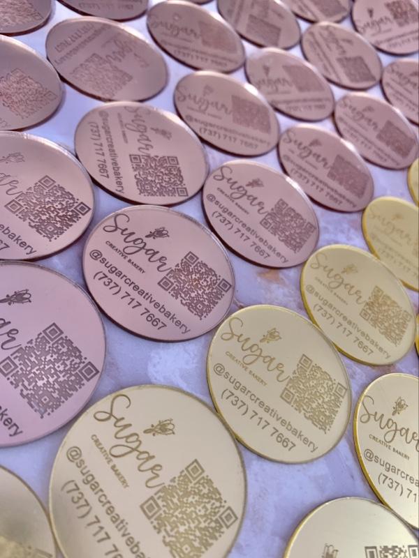 12 units custom acrylic logo tags for you business