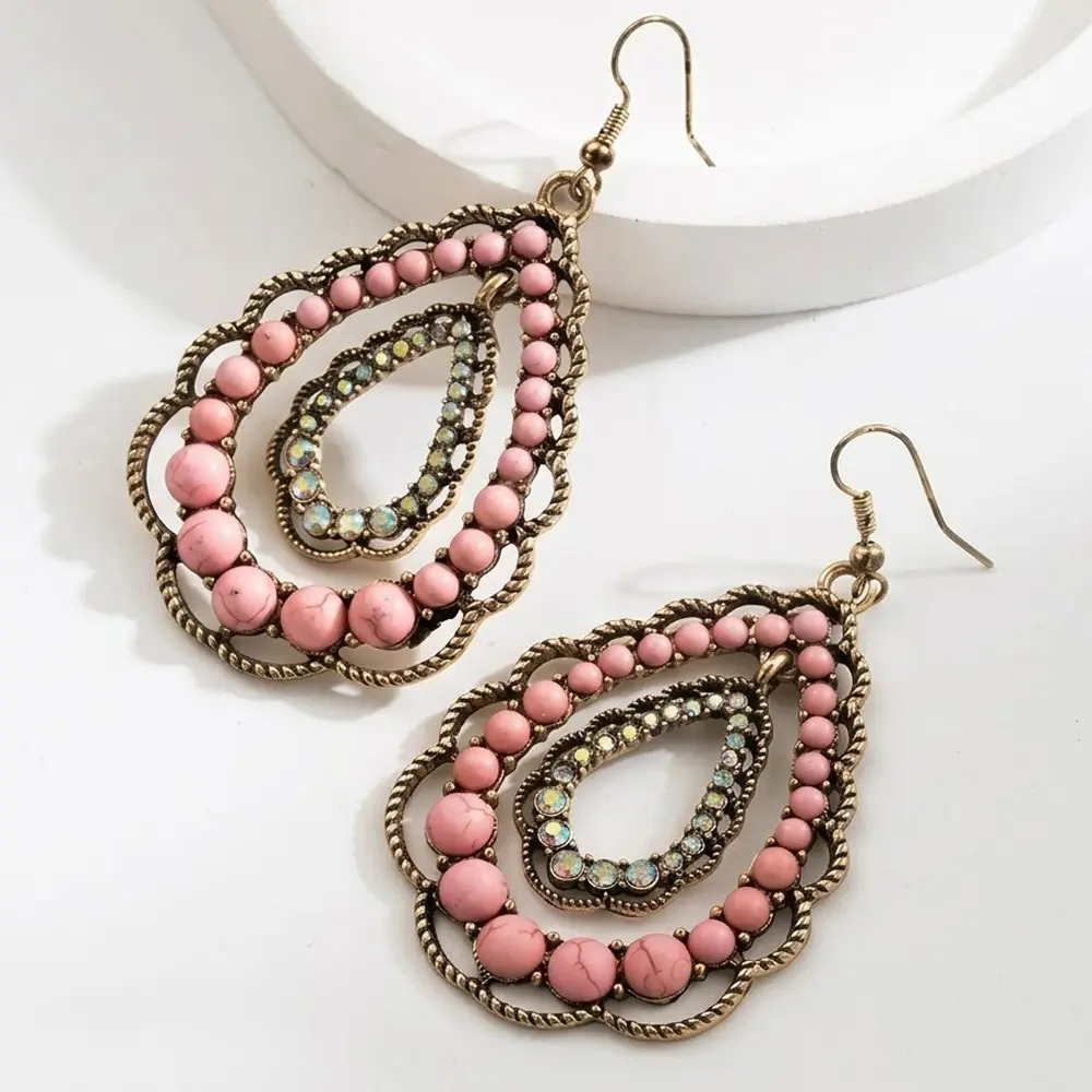 Cherrybetty Boho Rhinestone Turquoise Earrings Tiktok Shop Spring Glow Up Outfit Inspo