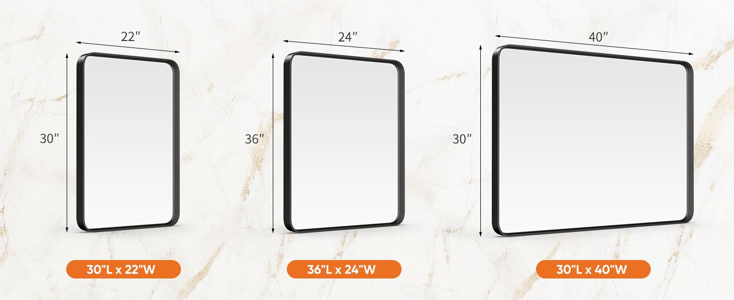 【Deal】Bathroom Mirror Wall Mirror for Bathroom Black Metal Framed Rounded Corner Rectangle Vanity Mirror, Large Mirrors for Wall, Anti-Rust& Waterproof 【Deal】Bathroom Mirror Wall Mirror for Bathroom Black Metal Framed Rounded Corner Rectangle Vanity Mirror, Large Mirrors for Wall, Anti-Rust& Waterproof