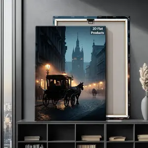 2D Flat, 2D Flat, 2D Flat Easter Valentines Celebration Picture Frame |   Indoor And Outdoor Decor With A Horse Drawn Carriage In Warsaw Style, Suitable For Living Rooms And Bedrooms, Ideal For Easter, Valentine'S Day, And Wedding Anniversaries	