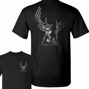 Deer Skull Hunting Tshirt - Monochrome Buck Head Graphic , Rustic Outdoor Scene , Bold Back Print , Perfect For Nature Lovers And Hunters-men's shirt, Gym Shirt men, Men’s Casual
