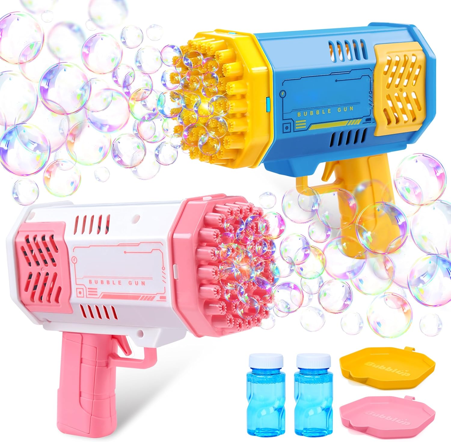2 PCS 40 Holes Bubble Machine, Bazooka Rocket Shape Bubble Gun Toy for Kids Ages 4-8, Gifts, Adults, Party Favors, Summer, Wedding, Easter