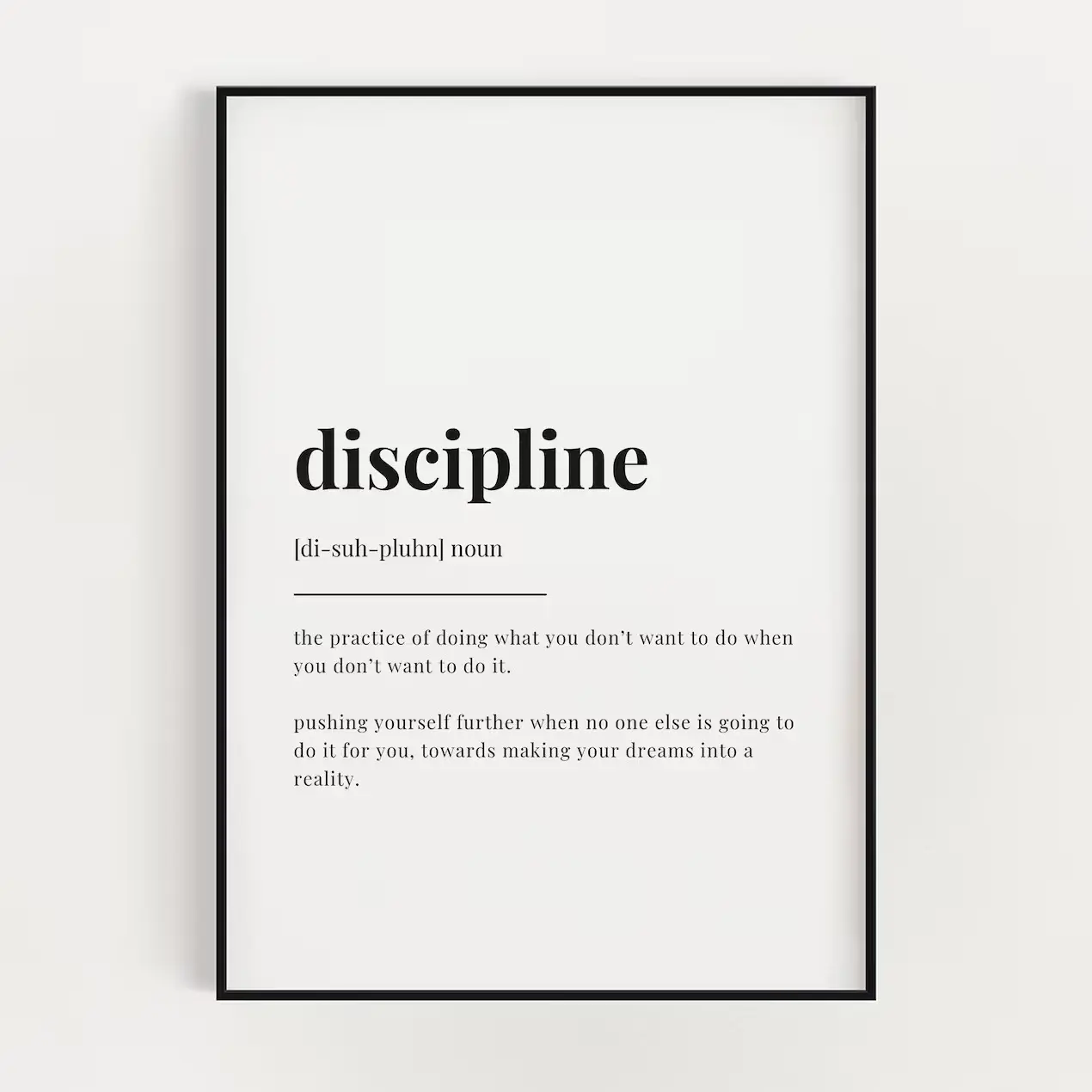 Discipline Definition Canvas Poster, Black and White Motivational Quote Wall Art, Minimalist Aesthetic Poster, Bedroom Wall Decor, Living Room Decor, Office Wall Art, Study Room Gift