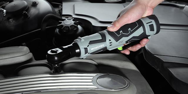 #JumpstartSale WORKPRO Cordless Electric Ratchet Wrench, 3/8" 12V 40 Ft-lbs Power Ratchet Wrench Kit with 9-Count Socket Accessory Set, 2-Pack 2.0Ah Lithium-Ion Batteries…