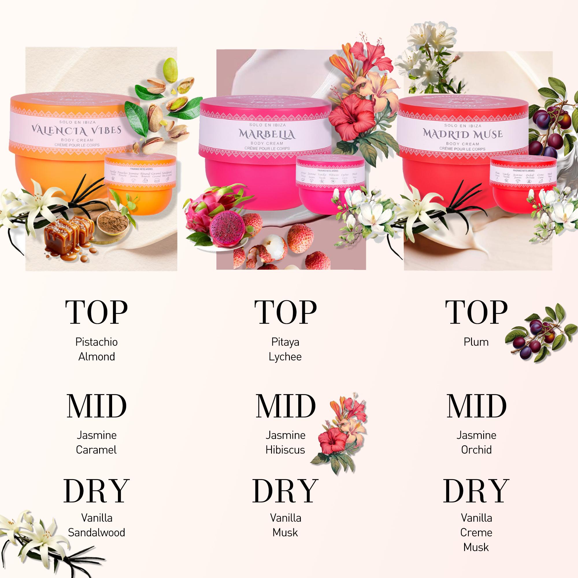 SOLO EN IBIZA 3 PCS Body Butter Set 50g/1.76.oz MADRID MUSE, VALENCIA VIBES, MARBELLA Scents