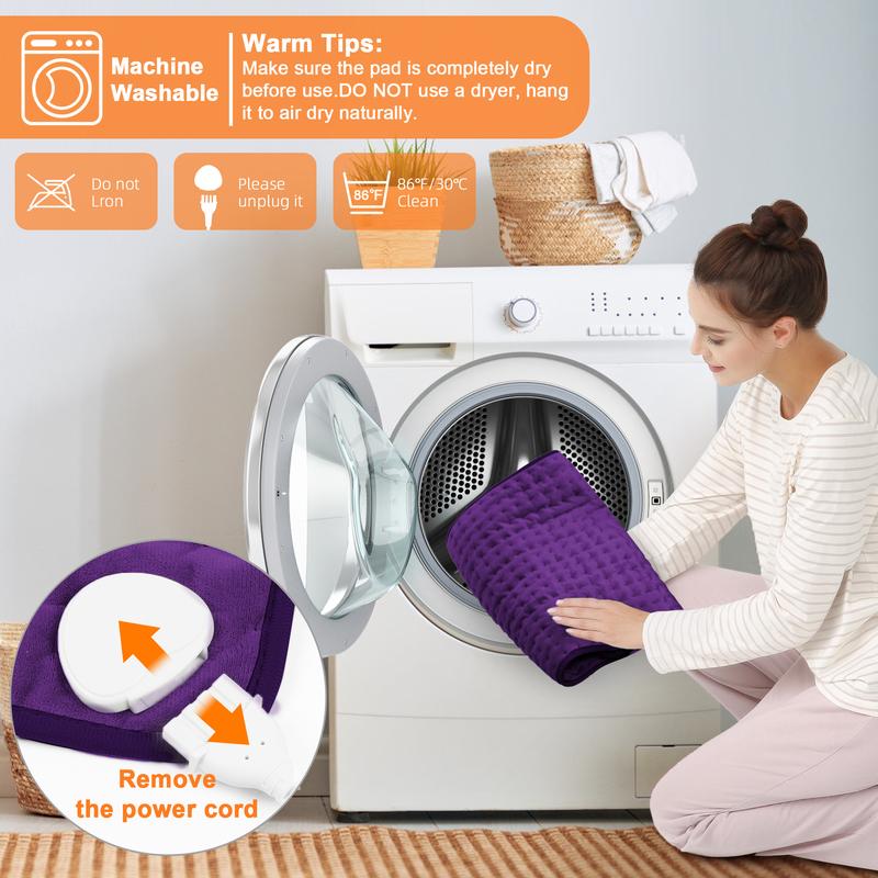 Deepsoon Heating pad, 33in×17in, 24in×12in, 6 temperature levels and 4 time settings, portable, back, neck, shoulders and legs heating, machine washable, perfect holiday gift for men, women, parents, Christmas gift