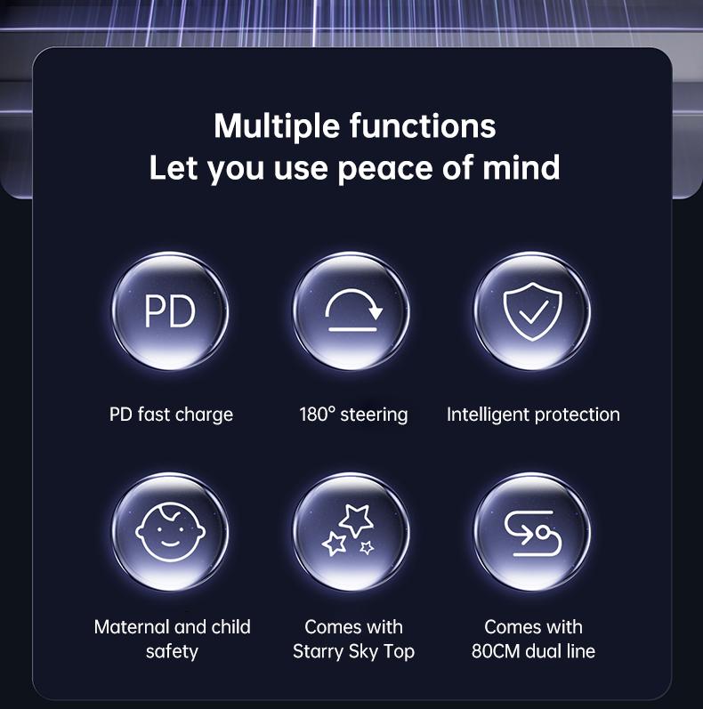 Aromatic Starlight In Car Roof Retractable Car Charger  Fast Charging Adapter 5-in-1 Smart Car Charger Car Air Freshener Starlight Car Adapter with Retractable Cables