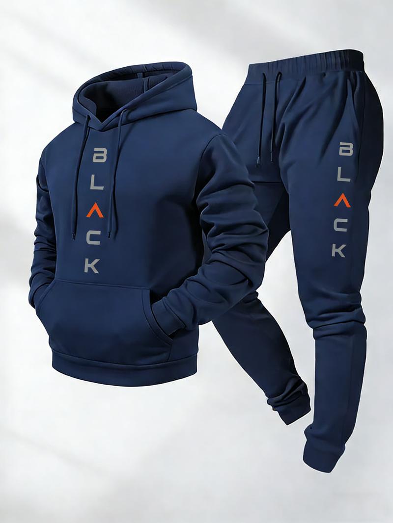 2026 spring and autumn two-piece set, new men's letter-printed hooded sweater and trousers two-piece set, suitable for daily leisure sports and participating in various occasions