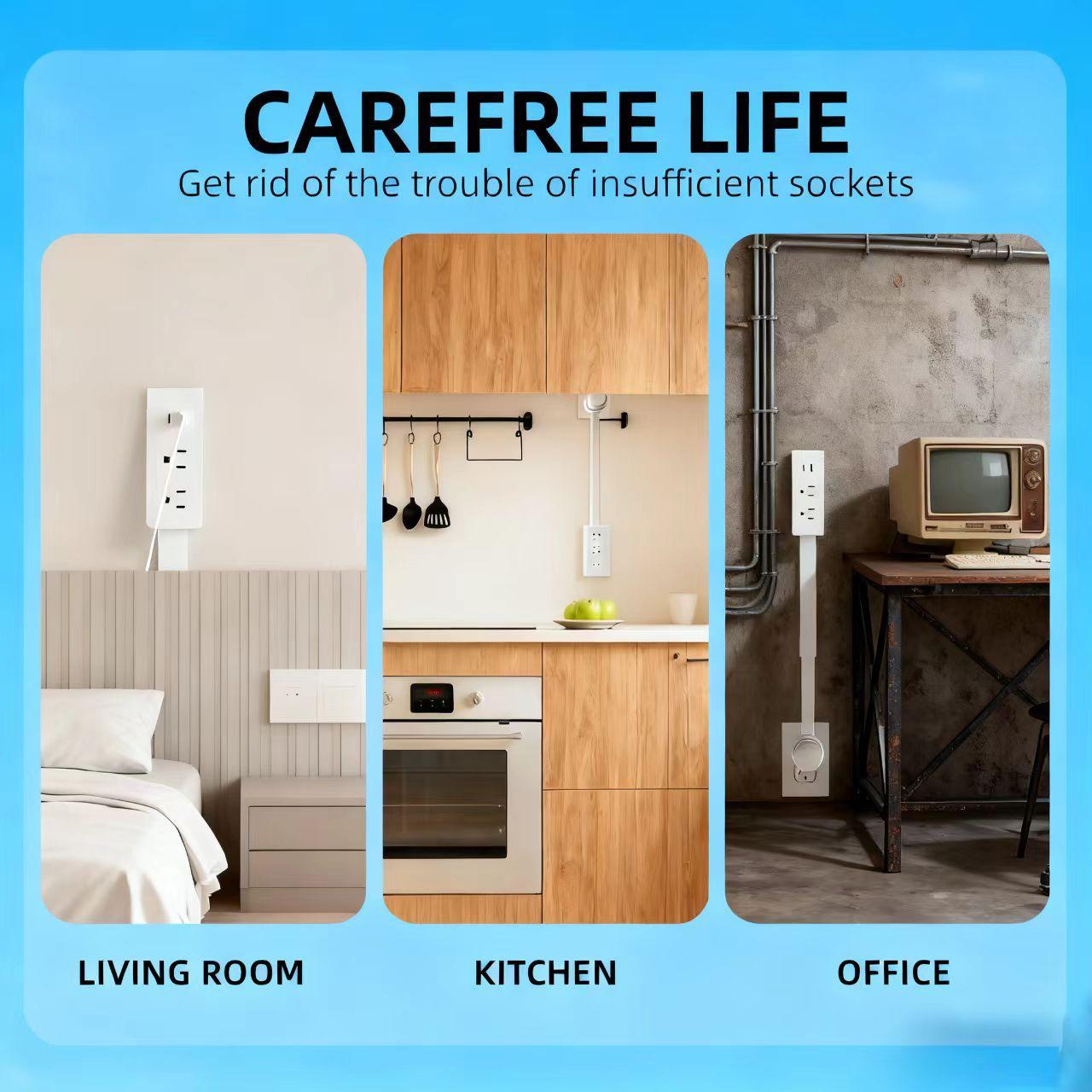 Outlet Extender Outlet electrical  Mountable Multi Plug Wall Outlet, with USB-A  USB-C & 2 AC, Extendable 22-34" Rotatable 180°  Surge Protector Power Strip,UL-certified power  cord,ideal for behind furniture in home/office