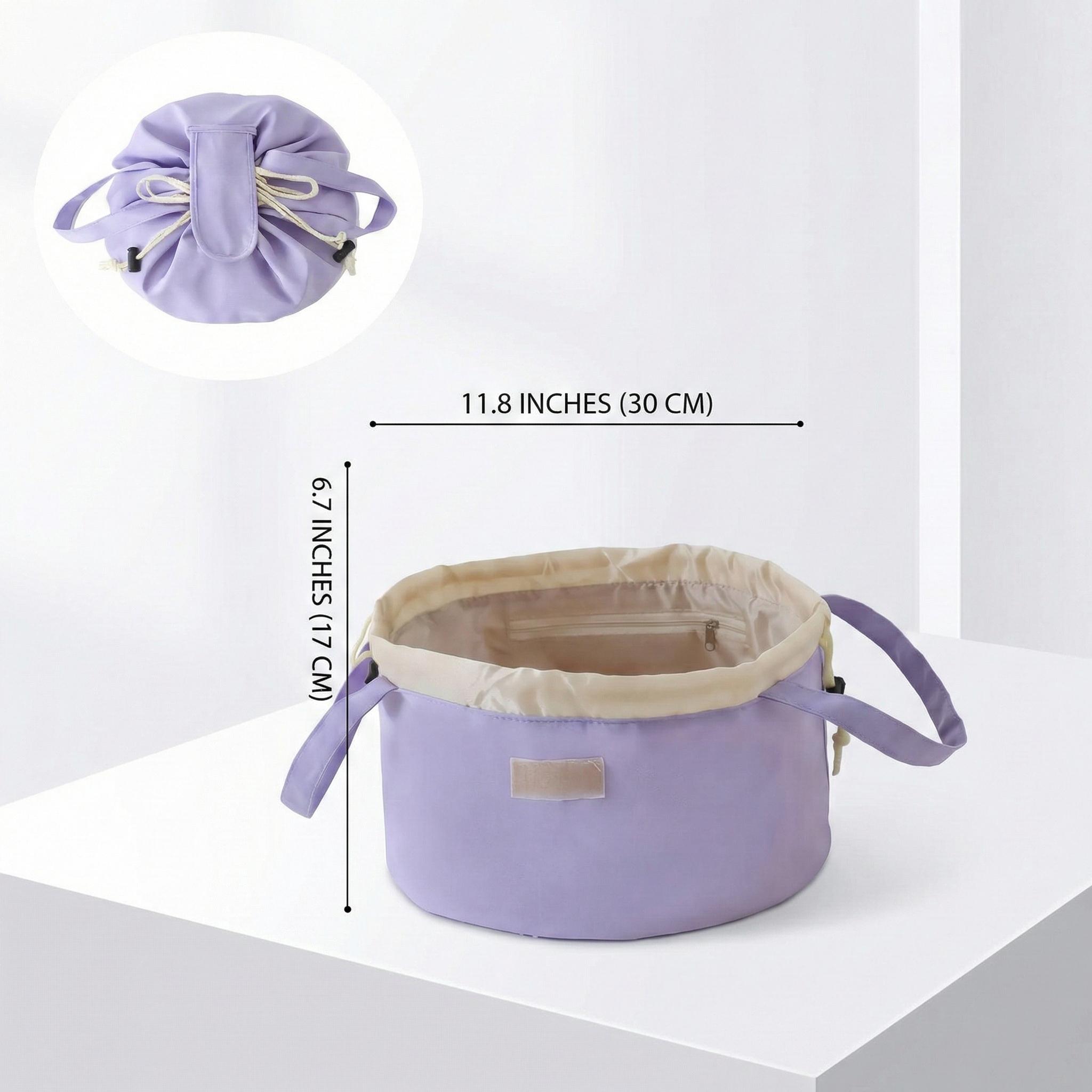 Barrel Drawstring Makeup Bag Large Cosmetic Bag Make up Bags Women and Girls Toiletry Organizer for Travel Toiletries Accessories Essentials