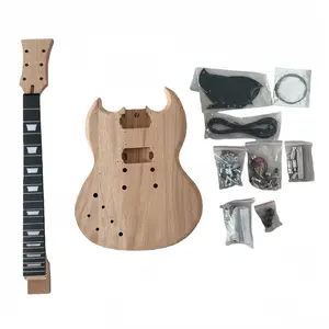 DIY Electric Guitar Kit Unfinished SG Style Mahogany Body & Neck Rosewood Fingerboard 6-String Left Hand with Humbucker Pickups & Fixed Bridge  US warehouse In stock  Free and fast shipping