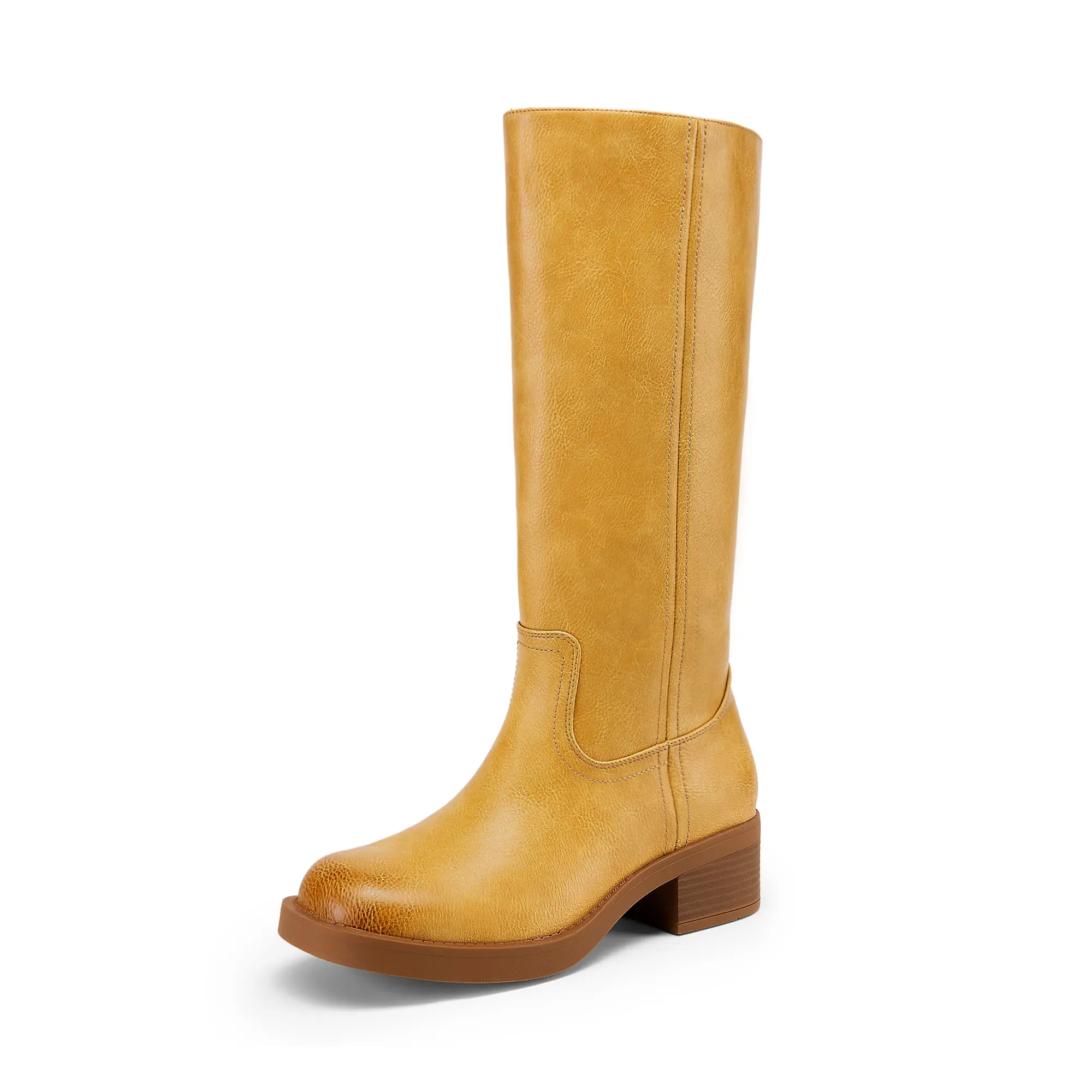 DREAM PAIRS Womens Brynn-Knee High Boots Square Toe Platform Chunky Block Heel Banana Campus Boots- for Women Comfortable Low Heel Side Zipper Womens Riding Tall Boots,back to school,back to school haul
