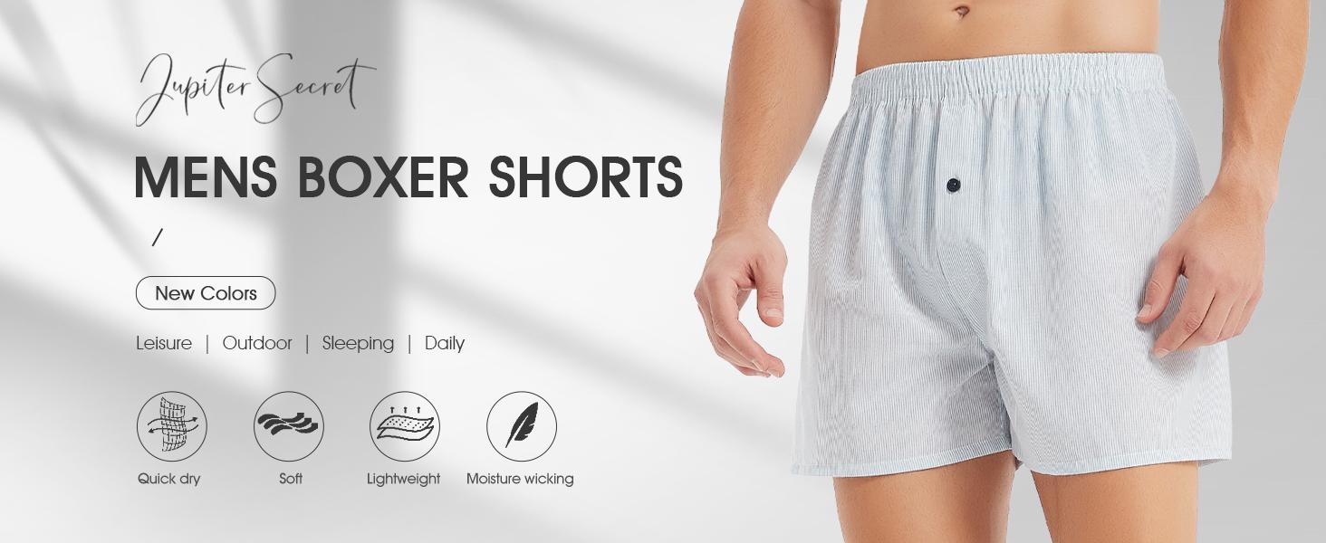 【JupiterSecret】6/10pcs Men's Comfortable Woven Boxer Shorts - Elastic Waistband, Breathable Fabric, Soft Touch, Random Color, Everyday Wear, Comfortable Fit