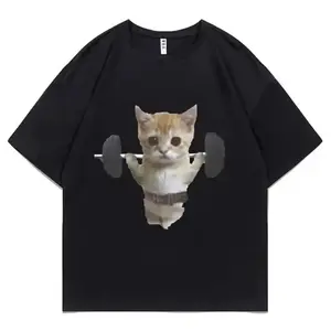 Funny Sam Sulek Cat Gym Meme T-Shirt, Oversized Fitness Pump Cover Graphic Tee for Men & Women