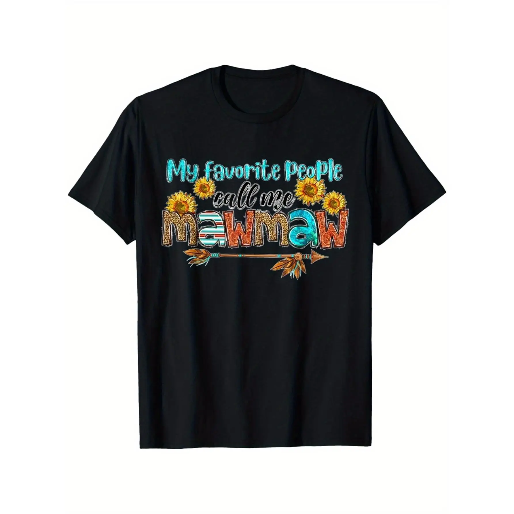 Plus-Size Men's 100% Cotton Graphic T-Shirt - "My Favorite People Call Me Mawmaw" Family Name Design with Sunflower,Cursive Lettering - Soft,Breathable Relaxed Fit Crewneck Short Sleeve graphic tee r Round Neck Shortsleeve Tshirt