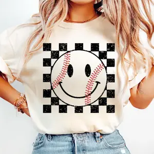 Retro Baseball Smiley Face Shirt, Ballpark Mom Game Day Tee, Cute Sports Mama Shirt, Vintage Smiley Baseball Sweatshirt, Mother's Day Gift