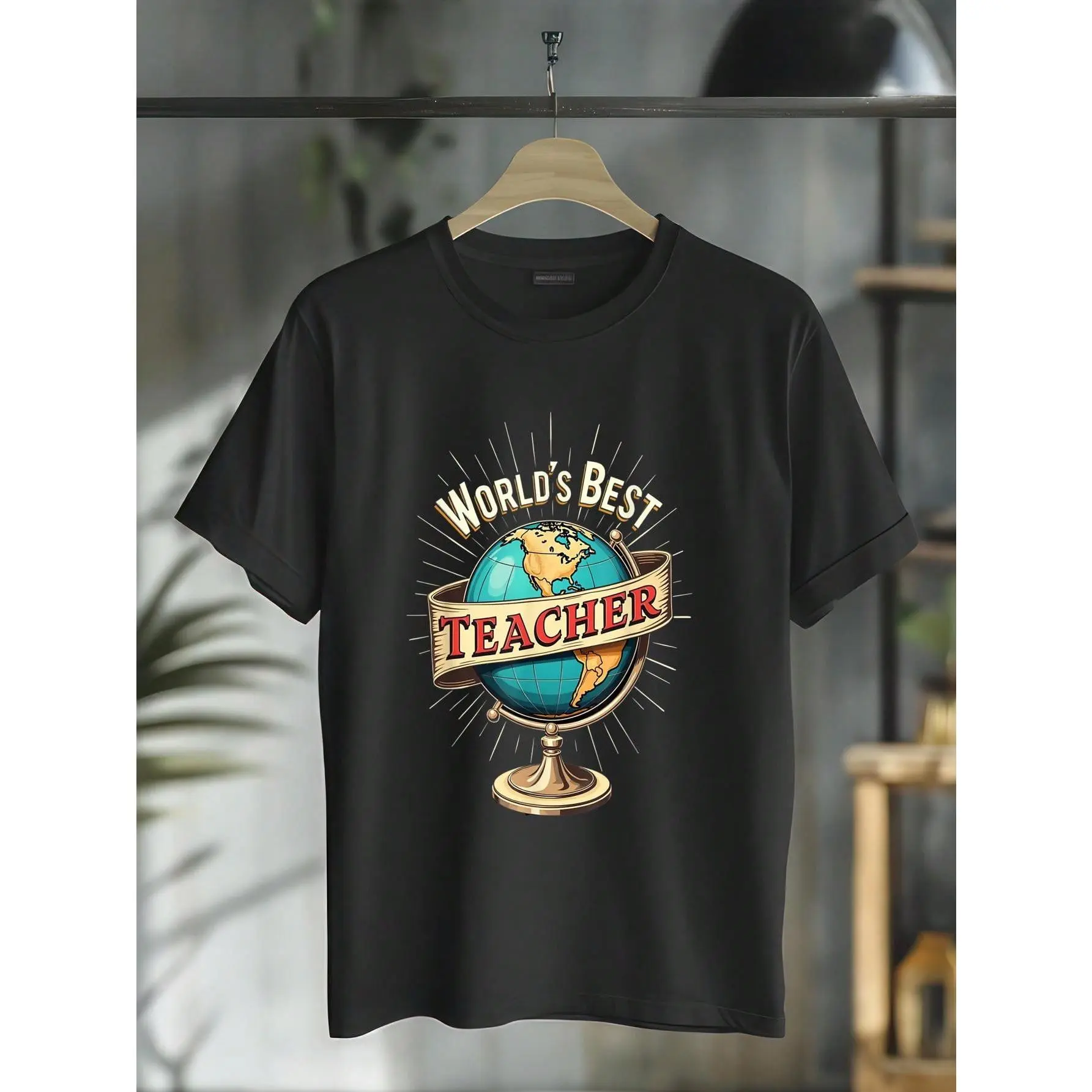 Crew Neck Graphic T-Shirt for Teachers, Breathable Solid Tee with Inspiring Educator Prints for Casual Everyday Wear