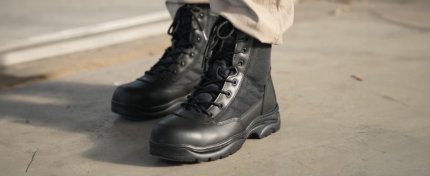 NORTIV8 TROOPER-STEEL Men's Ankle Work Boots - Steel Toe Cap & Textured Rubber Outsole for Anti-Impact & Reliable Grip Boy Walking Shoes Footwear Comfort