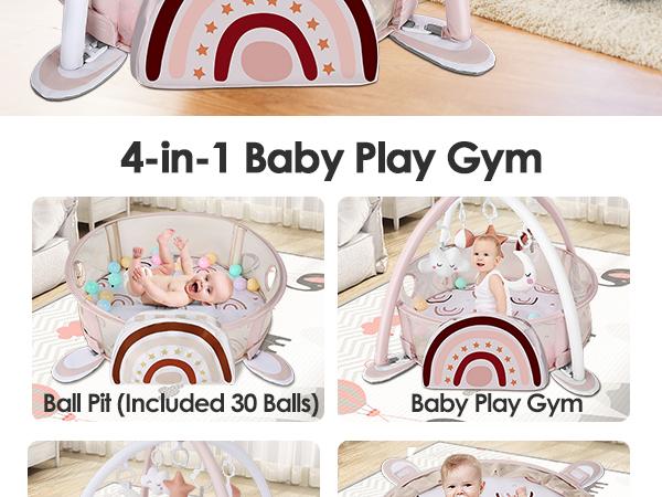 Dearlomum 4-in-1 Baby Play Mat Elephant Gym Tummy Time Mat for Floor Activity with 30 Balls & 5 Sensory Toys for Newborn Toddler Boy & Girl Gifts Playpen Cute Dearlomum 4-in-1 Baby Play Mat Elephant Gym Tummy Time Mat for Floor Activity with 30 Balls & 5 Sensory Toys for Newborn Toddler Boy & Girl Gifts Playpen Cute