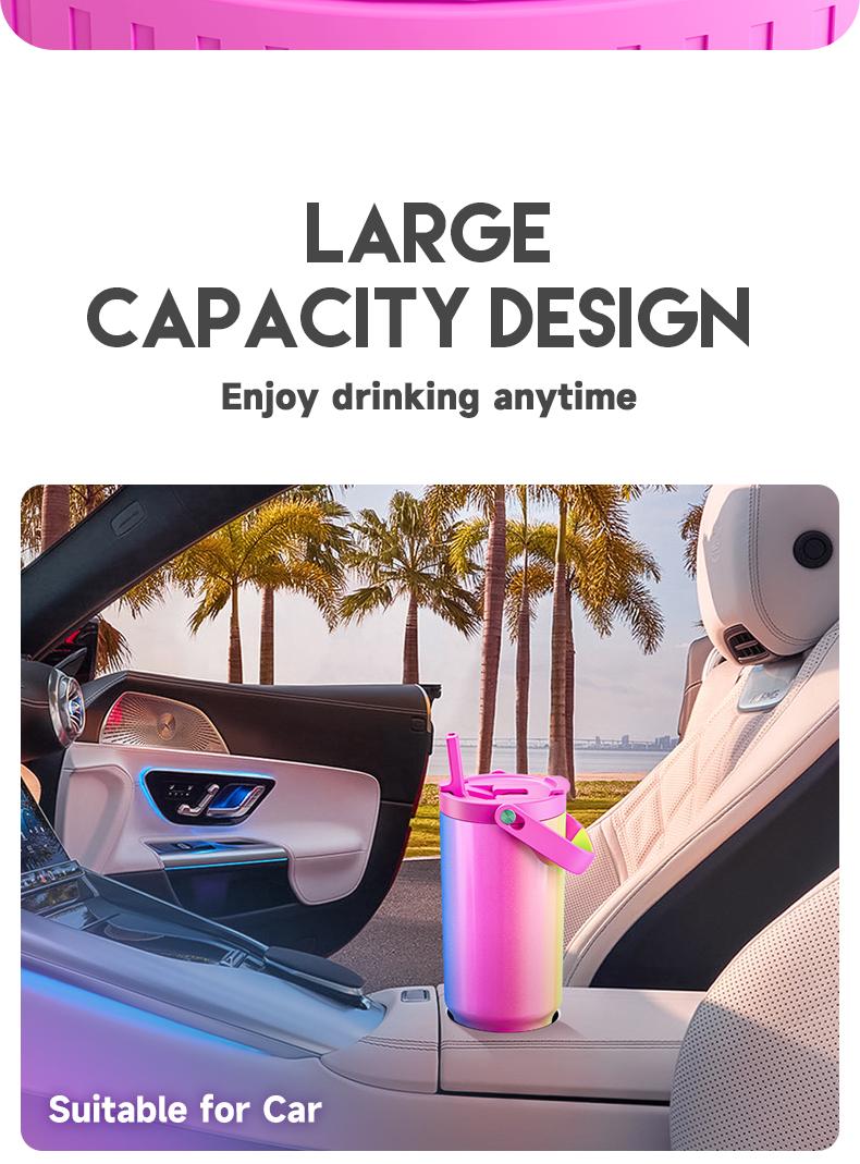 【Live Exclusive Deal】MEOKY 32/40/50oz 100%Leak-proof Stainless Steel Handle Thermos Cup, Suitable for Carrying out,  two Handles, Drop-resistant