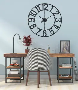 Utopia Alley CL23XX Manhattan Industrial Wall Clock - Large Wall Clock, Big Clocks For Living Room Decor Or Dining Room Decor, Decorative Wall Clocks, Iron Wall Decor, Metal Wall Clock, Analog, 30"