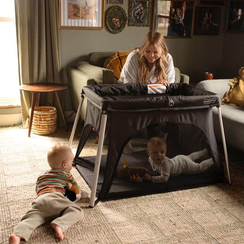 HARPPA Rossi | Foldable Travel Crib & Playard, Portable Playpen with Mattress, Bassinet for Baby & Toddlers, No Assembly Pack & Play Play Yard, Baby Items