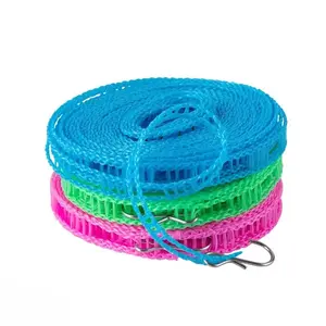 3 Rolls Indoor/Outdoor Clothes Drying Line, 196.85 Inches Long, No-Drill Installation, Multi-Purpose Magic Clothesline for Home & Travel, Windproof & Non-Slip