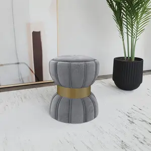 Sora Round Upholstered Ottoman Grey