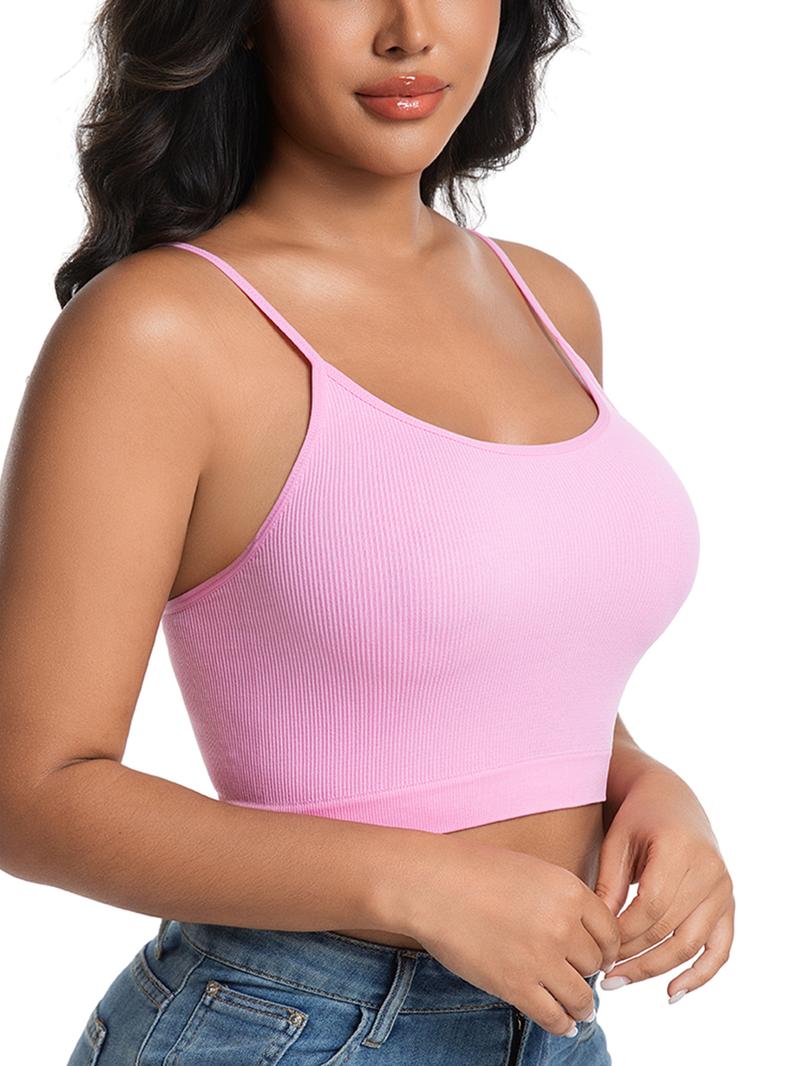 8 Pieces Women's Solid Wireless Bra, Stretchy Comfortable Breathable Bra, Ladies Lingerie for All Seasons, Fitness Training Clothes, Yoga Sports Bra Seamless Activewear Workout Ribbed