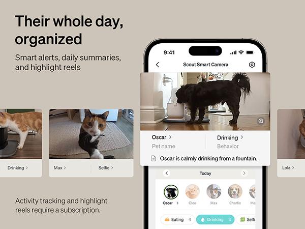 PETLIBRO AI Dog Camera Pet Camera Indoor with Phone App [Multi-Pet Recognition, Daily Activity Analysis & Smart Summaries] Cat Camera 360° View, 1080P Dog Cam Night Vision, 2-Way Audio WiFi Cam Cat