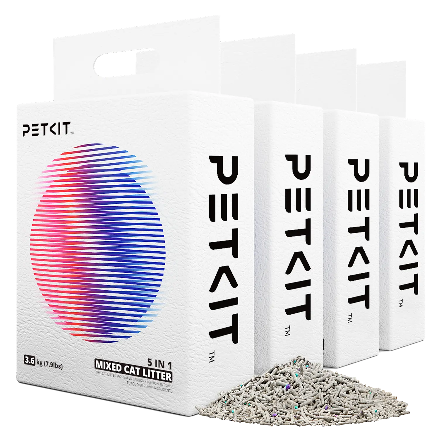 PETKIT 5-in-1 Natural Mix Cat Litter with Activated Carbon - Odorless, Rapid-Clumping, Dust-Free, Uniform Shape Formula for Automatic Smart Litter Boxes, Water-Soluble Eases Disposal, Kitten Supplies Suitable for Kittens, 8Lb, 8 Lbs Per Bag