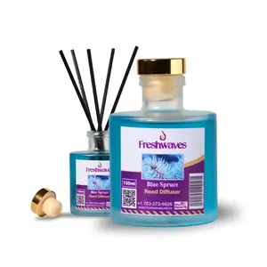 Freshwaves Blue Spruce Diffuser 150ml Aromatic Reed Diffuser with Black Sticks for Home Fragrance Enhancing Soothing Ambiance