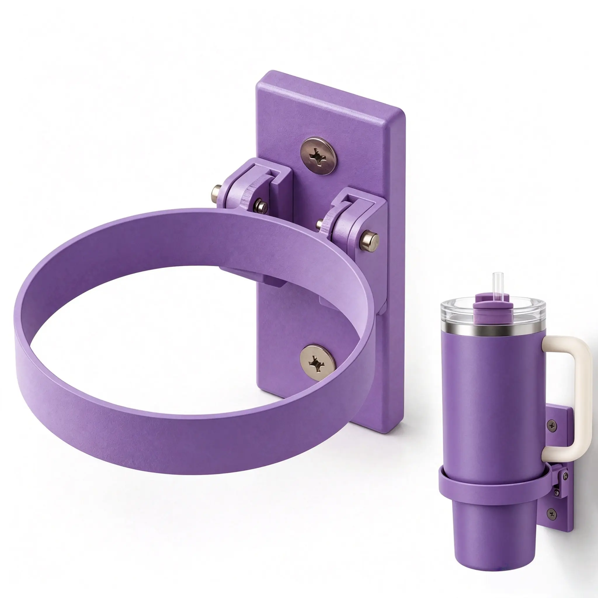 Purple Foldable Magnetic Drink Holder for 20-40oz Metal Tumblers with Handles, Triple Strong Magnets, Adjustable Storage Holder for Desk, Car, Home Organizer Rack